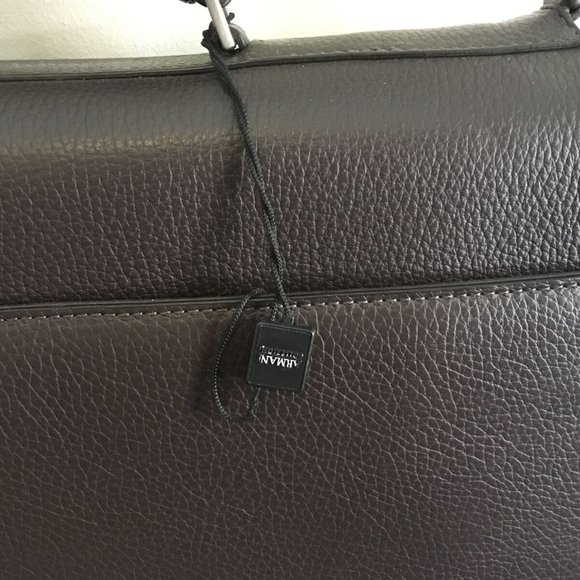 Armani Collezioni Briefcase with Shoulder Strap in Brown Leather - Picture 8 of 12